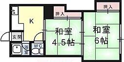 西山文化 2Kの間取図画像