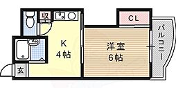 グリーンハイツ山水C棟 1DKの間取図画像