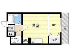 イズミコート ワンルームの間取図画像