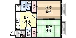 甲南フラット 2DKの間取図画像