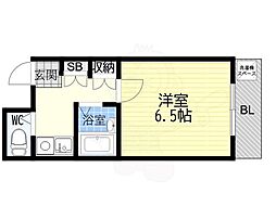 ブラウンコート 1Kの間取図画像