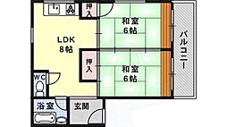 湊川第2マンション 2DKの間取図画像