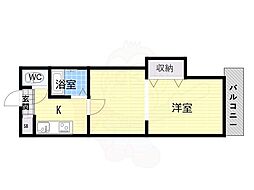植田マンション 1LDKの間取図画像