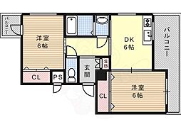 サンヴェール青谷 2LDKの間取図画像