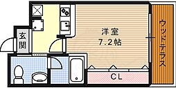 WOB六甲道 1Kの間取図画像
