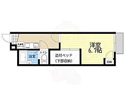 サン六甲B 1Kの間取図画像