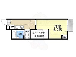サン六甲B 1Kの間取図画像