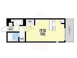 レオネクストコントワール御影弓場 ワンルームの間取図画像