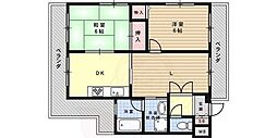 ライオンズマンション六甲口 2LDKの間取図画像