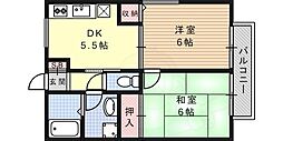 エトワール六甲 2DKの間取図画像
