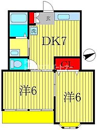 鈴木コーポ 1階2DKの間取り