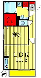 Arcobaleno 3階1LDKの間取り