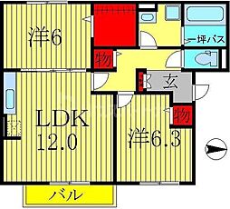 ステラ前ヶ崎 3階2LDKの間取り