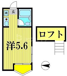 ウィスタリア 1階ワンルームの間取り