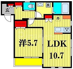 アルカディア流山 1LDKの間取図画像