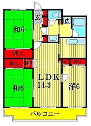 大金平ハイツ 3LDKの間取図画像