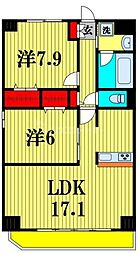 プレド・ラガール 2LDKの間取図画像