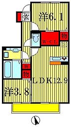 プランドール 2LDKの間取図画像