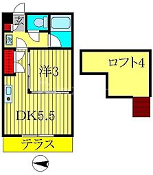 ジュネパレス松戸第21 1Kの間取図画像