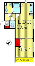 ルシール 1LDKの間取図画像