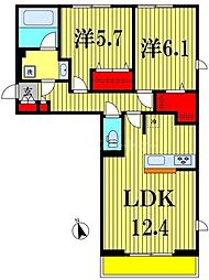 フェリシア 2LDKの間取図画像