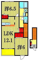 ノースヒル 2LDKの間取図画像