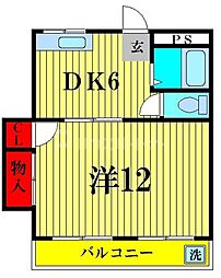 小林ビル 1DKの間取図画像