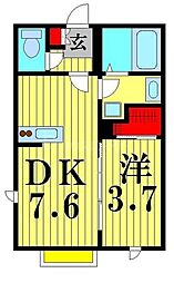 クレスト上本郷 1DKの間取図画像