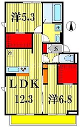 リヴィールソワ3 2LDKの間取図画像
