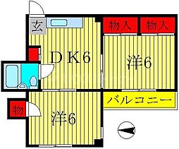ジュネパレス新松戸第7 2DKの間取図画像