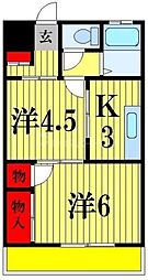 ダイアモンドフラット 2Kの間取図画像