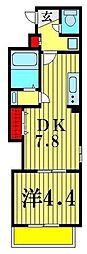 VERDE北松戸 1DKの間取図画像