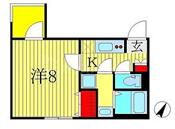T.A柏市南柏2丁目2 1Kの間取図画像