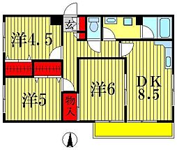 グレイスフルコート21 3DKの間取図画像