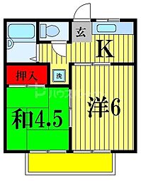 グリーンテリア第2 2Kの間取図画像