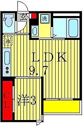 グランティックフローラ 1LDKの間取図画像