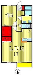 コモド八ヶ崎A 1LDKの間取図画像