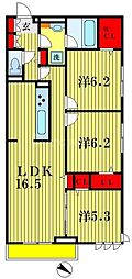 フォルトゥーナ南流山 3LDKの間取図画像