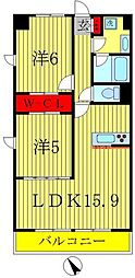 レジデンスラフィネ 2LDKの間取図画像