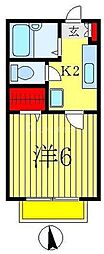 プリモフェリシア 1Kの間取図画像