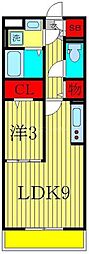 メルヴェーユ 1LDKの間取図画像