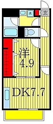メゾンツジヤマ 1DKの間取図画像