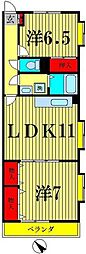 クレール壱番館 2LDKの間取図画像