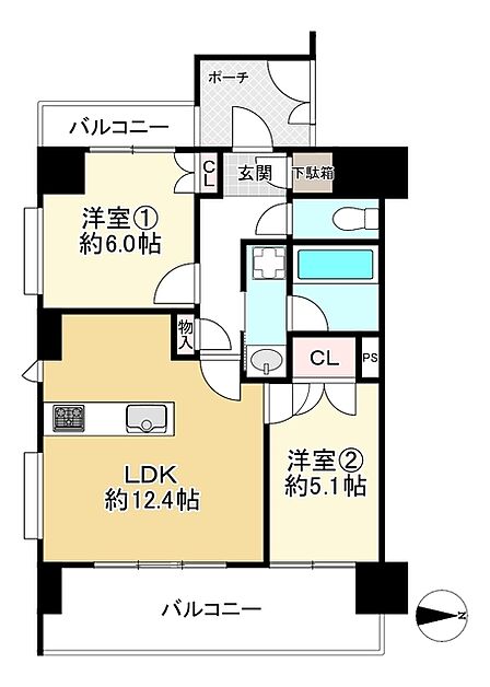 2LDK 間取り