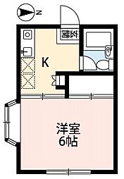 ブローニュ東毛呂 2階1Kの間取り