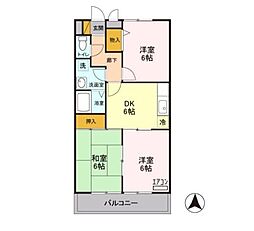 プレヤーデン A 1階3DKの間取り