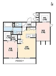 エテルナ 2LDKの間取図画像