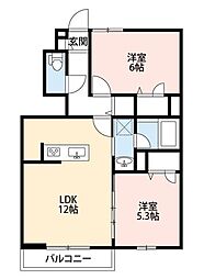 カメリアII 2LDKの間取図画像