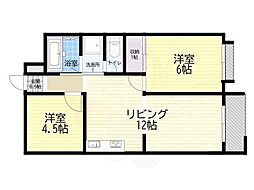 リバーサイド新淀ハイツ 2LDKの間取図画像