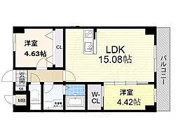 豊中市三和町1丁目マンション 2LDKの間取図画像